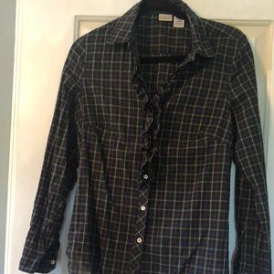 LL BEAN BUTTON DOWN SHIRT SMALL RUFFLE